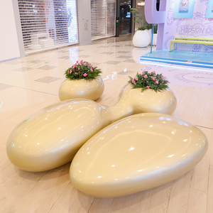 Banc de loisirs en fibre de verre Y1003, aspect pierre, personnalisé, pour extérieur, idéal pour centres commerciaux, jardins, propriétés immobilières et aménagements paysagers. - Product Image 5