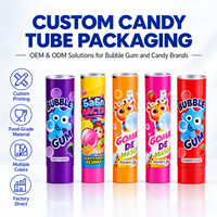 Tube d'emballage pour bonbons en aluminium et plastique imprimé sur mesure, qualité alimentaire, finition UV, bouchon à vis 12,7-35 mm
