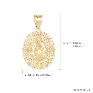 Collana religiosa cava con ciondolo Madonna di Guadalupe in ottone placcato oro 14K <span class=keywords><strong>per</strong></span> donna, ciondolo cattolico Vergine <span class=keywords><strong>Maria</strong></span> - Product Image 2