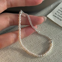 Bracelet en argent sterling 925 avec perles d'eau douce et chaîne à maillons asymétriques pour femme - Vente en gros