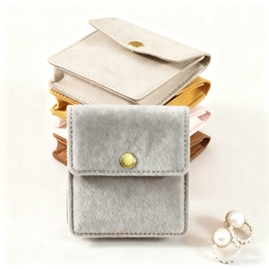 Bolsa de Joyería Personalizada de Microfibra Gruesa con Botones, Bolsa de Joyería Impresa Personalizada para Anillos, Broches y Pulseras - Product Image 1