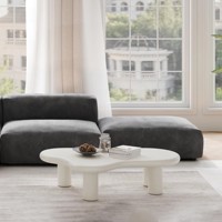 Table basse Voxhome moderne noire et crème en forme de nuage, table centrale en MDF, design de panneaux irréguliers pour mobilier de salon