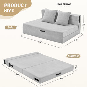 Canapé-lit carré convertible moderne 2 en 1, housse amovible, mousse de haute qualité, sac de rangement, meubles pour l'école, le salon, la chambre à coucher - Product Image 6