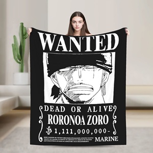 Plaid en flanelle <span class=keywords><strong>Zoro</strong></span> <span class=keywords><strong>Wanted</strong></span> Luffy, imprimé pour chambre à coucher, canapé, ultra-doux, chaud, couvre-lit, dérivés d'anime - Product Image 2