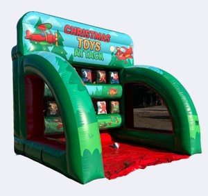 บ้านลมเป่าลมธีมคริสต์มาส ตกแต่งด้วยซานต้าและของเล่น สำหรับงานปาร์ตี้คริสต์มาสและกิจกรรมเด็ก - Product Image 1