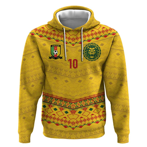 Equipo de fútbol africano Elemento De León Patrón de letras Sudadera con Capucha forrada Estilo informal diario de otoño para hombres - Product Image 3