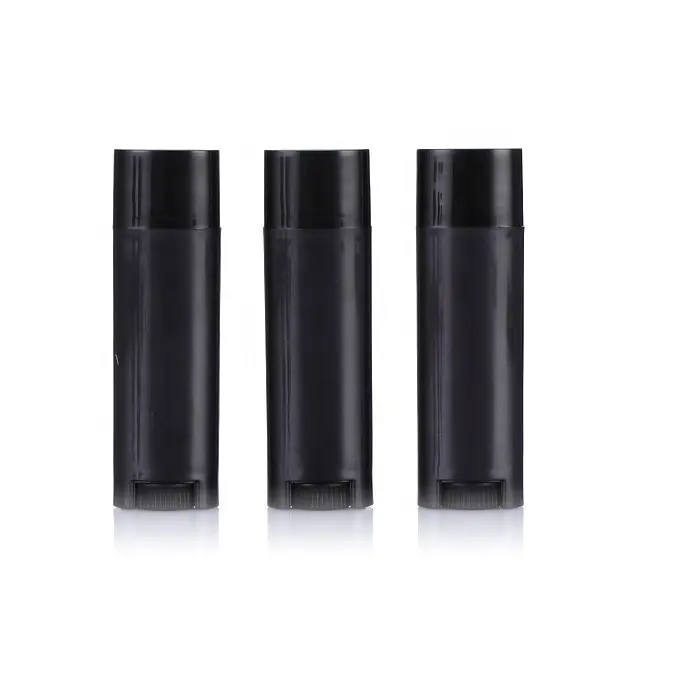 4.5g 0,15 oz vazio plástico recarregável DIY oval preto lip balm tubos lip balm recipiente