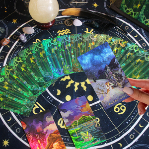 بيع بالجملة بطاقات التارو تحت عنوان قزم سطح السفينة رايدر ويت ، مجموعة بطاقات 78 ، حجم كبير ، مادة بلاستيكية ، مقاومة للماء ، صناعة يدوية من رقائق الذهب - Product Image 3