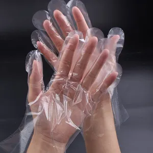 Sarung tangan kerja sarung tangan makanan plastik sekali pakai sarung tangan polietilena pabrik kustom 100 buah kotak dapur harga termurah