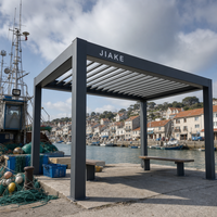 Pergola en aluminium Jiake 6063-T5 avec toit à lames motorisé pour terrasse de village de pêcheurs, patio extérieur, gazebo, pavillon, terrasse