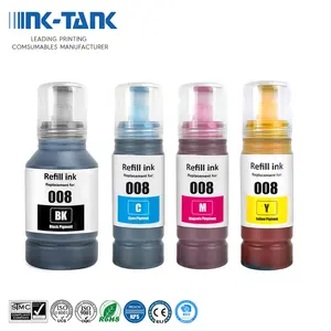 INK-TANK 008สีพรีเมี่ยมที่เข้ากันได้กับน้ำขวดเติมเม็ดสี Tinta หมึกสำหรับ Epson Ecotank L4690 L15150 L15160เครื่องพิมพ์