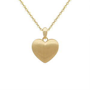 Pingente em Forma de Coração com Acabamento Areia em Ouro Amarelo 18K, Colar com Diamante para Mulheres, Joias Finas - Product Image 1