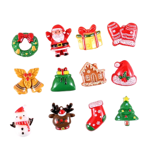 CHENXI Assortiment de breloques en résine à dos plat, style Noël, motifs renne et Père Noël de dessin animé, matériel pour loisirs créatifs - Product Image 2
