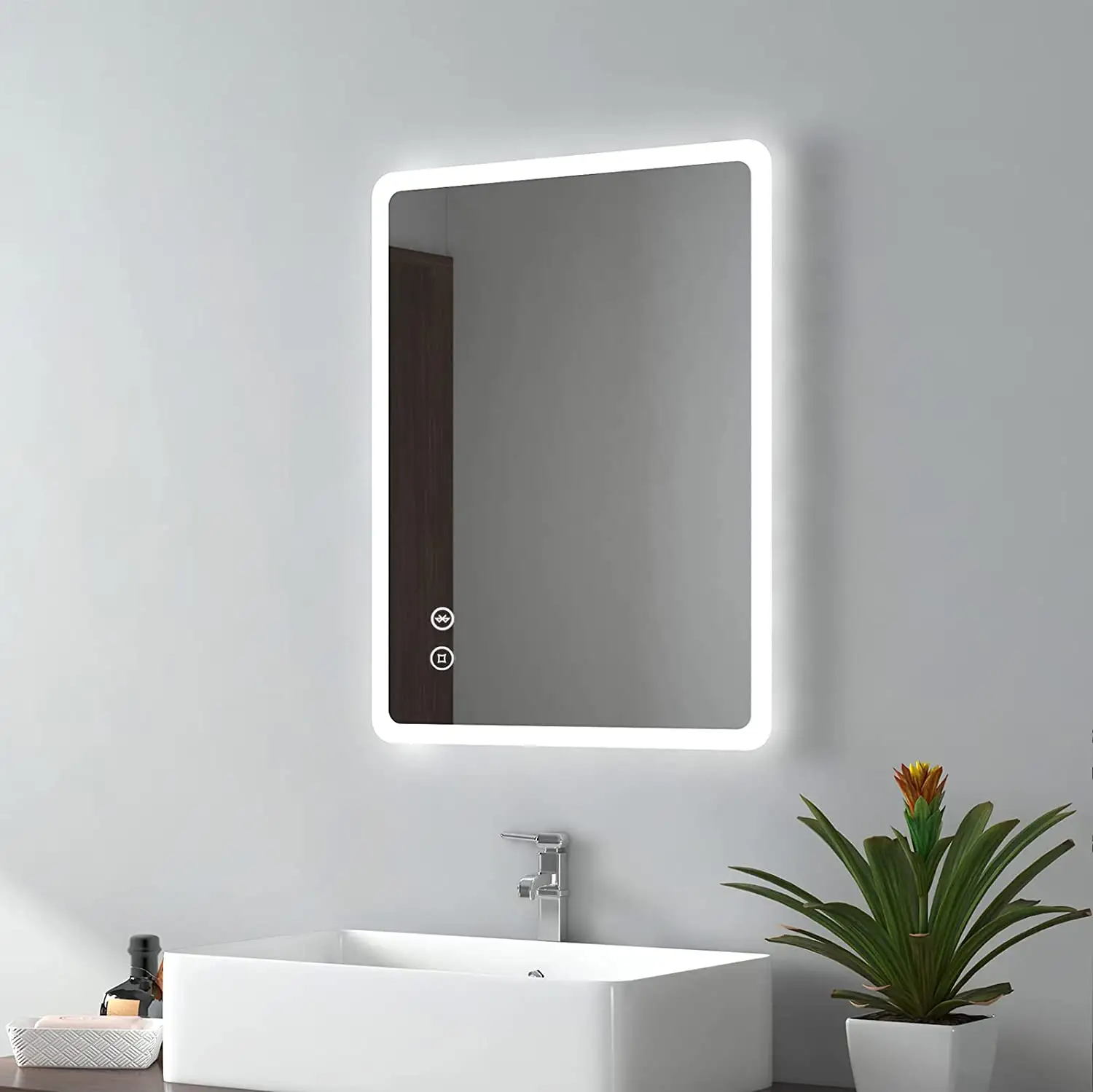 스마트 현대 룸 대형 Frameless 조명 사각형 espejos led 조명 목욕 거울