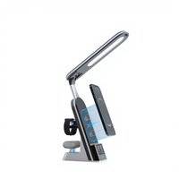 Lampe de bureau à charge sans fil magnétique 3 en 1 avec chargeur de téléphone 15W, support pour montre connectée et écouteurs, horloge, alarme, sortie Type-C