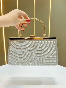 Elegant Pearl Evening <b>Clutch</b> Bag Sparkling Crystal women's tote bags <b>Wedding</b> party Women's Bags with Chain crossbody bags purse - Product Image 1