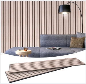 Panneaux muraux acoustiques modernes à lattes de bois pour chambre à coucher à absorption acoustique - Product Image 1
