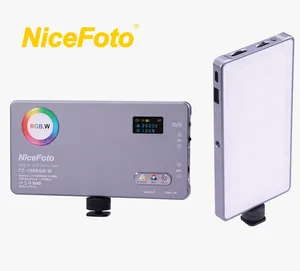 NiceFoto 158RGBW Panel Video Siaran Langsung Dua Warna LED RGB Kecil Mengisi Cahaya untuk Konferensi Video