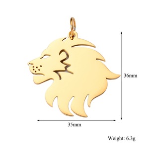 Pendentif tête de lion creuse en acier inoxydable pour hommes, breloque animale en métal vintage à la mode pour la fabrication de bijoux DIY, accessoires - Product Image 4
