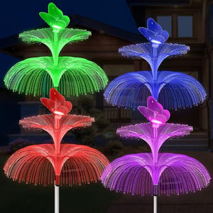 Forma de medusas 25cm de diámetro colorido fibra óptica cadena Solar Jellyfire lámpara al aire libre impermeable paisaje suelo insertar lámpara - Product Image 4