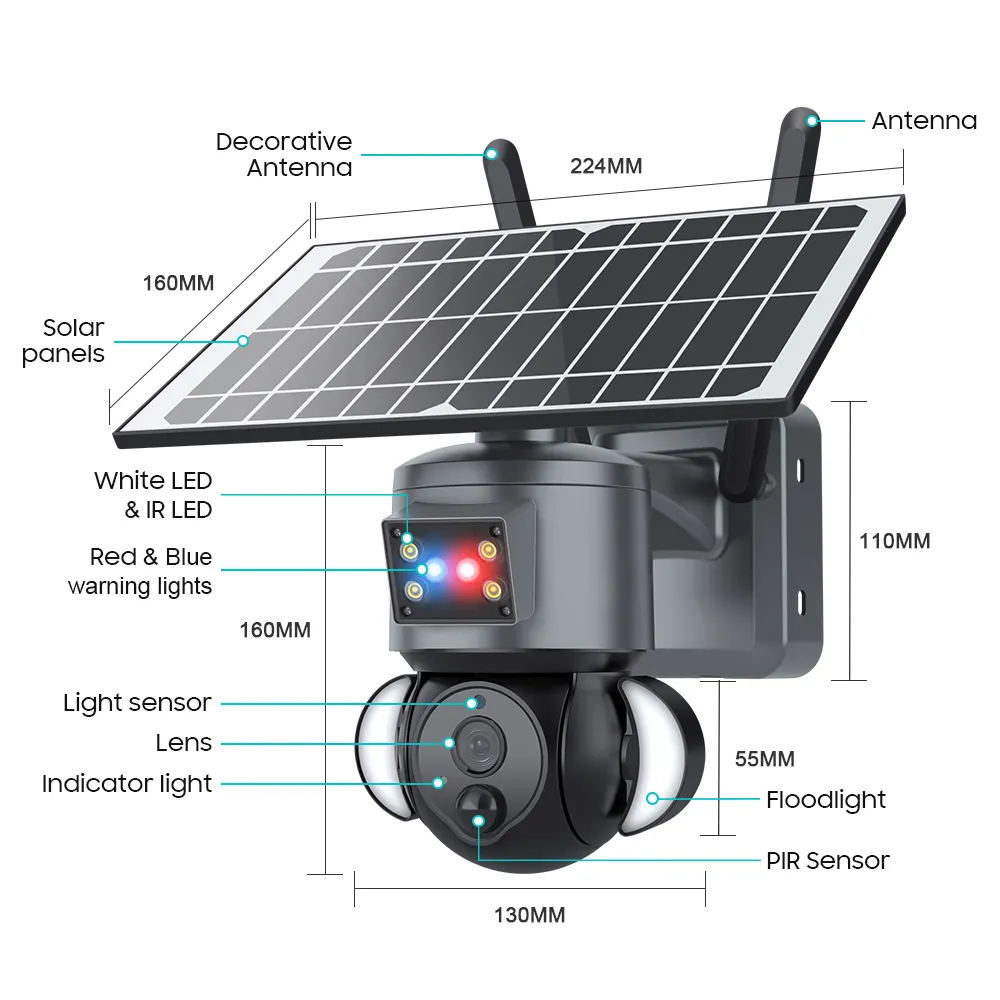 Caméra solaire de vision nocturne WIFI de 2K 4MP HD IR avec la conversation bidirectionnelle