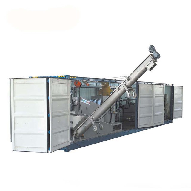 Compact Mobile Sewage Waste Water Sludge Treatment Plant  Screw Press Thickener Dewatering Machine in Container Box