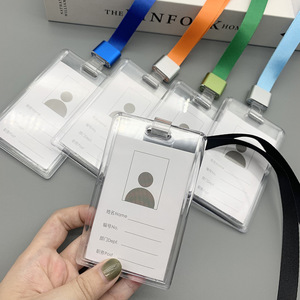 Вертикальный акриловый бейдж для удостоверения личности, держатель для карт с ремешком на шею, прозрачный, для банковских и кредитных карт, аксессуары - Product Image 1