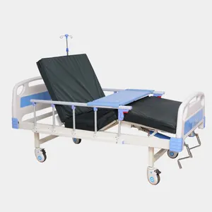 Cama enfermagem de metal com 2 funções, cama de hospital manual e cuidados com a casa