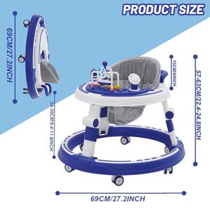 Marchettes pour bébés universelles réglables en hauteur, marchettes à roulettes anti-basculement pliables pour tout-petits, voiture d'apprentissage à roulettes - Product Image 2