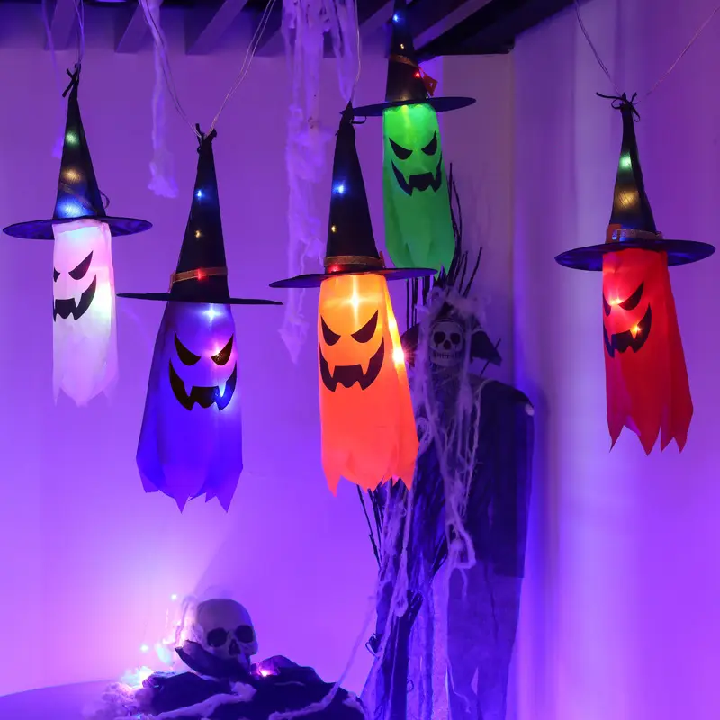 colmanda Fantasma Decoración Fantasma Sombrero de Bruja de Halloween Luces de Cadena LED de Halloween para la Fiesta de Halloween Vacaciones 3m Decoración de Interiores y Exteriores 