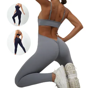 New Popular High Stretchy Yoga Bodysuit Butt Lift One Piece Jumpsuit Woman Fitness Workout Gym Clothing