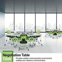 Ensemble table et chaises pliantes pour la formation mobile - Bureau de conférence modulaire pour bureaux modernes et établissements d'enseignement