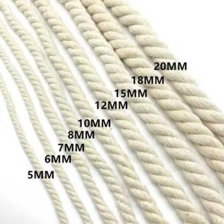 Vente chaude 100% Fibre Naturelle Macramé Cordon Coton Corde 3 Brins Corde De Coton Torsadée pour Emballage Alimentaire