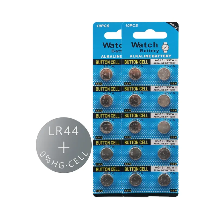 ปรอทฟรีสิ่งแวดล้อม AG13 Lr 44 1.5โวลต์ที่ไม่ชาร์จอัลคาไลน์ปุ่มเซลล์ Lr44แบตเตอรี่สำหรับนาฬิกาแสงกลางคืน