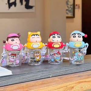 Vaso con pajita Zuo Mu Crayon Shin Chan, Tritan, con tapa abatible, portátil, para niños, regalo para el regreso a clases - Product Image 2