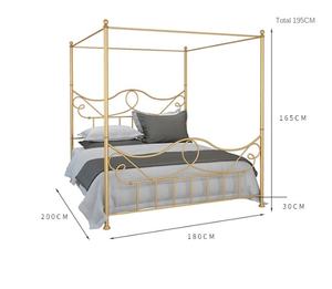 Canopée à quatre étages avec couvre-chef, cadre en métal en fer forgé, grande taille, Queen Size et King Size, sans boîte, printemps non nécessaire - Product Image 6