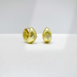 wholesale sterling silver 925 plata Geometric western earring everyday Trendy ladies 14k gold plated vintage simple earrings - Product Image 4
