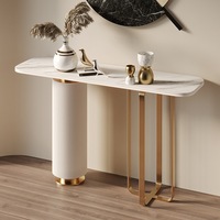 Console d'entrée et de couloir multifonctionnelle en pierre de quartz, style italien, luxe léger, moderne et minimaliste, avec piétement surélevé pour la maison