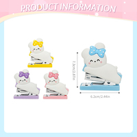 Lot de Agrafeuses Lapin Kawaii à Pois et Nœuds, 500 Agrafes, Plastique Écologique, Option Logo Personnalisé OEM - Fournitures Scolaires et de Bureau en Gros