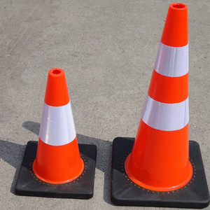 Hồng Kiều chất lượng tốt 28inch 700cm chiều cao PVC an toàn giao thông Cone kiểm soát giao thông cảnh báo Cone cao su cơ sở Road cones - Product Image 4