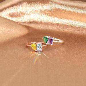 Anillo de Boda de Plata de Ley 925 con Doble Piedra Toi Et Moi, Corte Pera, Moissanita, Certificado, Engaste de Puntas, Personalizado para Mujer - Product Image 3