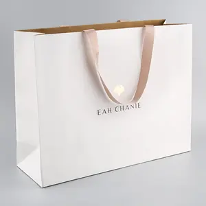 Negocio de comestibles ropa de boda con asa asas embalaje logotipo personalizado impreso ropa proveedor de compras pan bolsa de papel