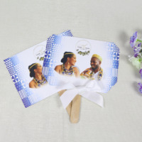 Programa DE BODA personalizado Fan Invitación DE BODA Tarjeta de ventilador de agradecimiento con mango de madera y lazo de cinta