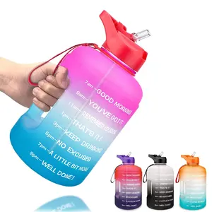 Uống nhiều hơn hàng ngày 2.2L BPA miễn phí PETG motivational thời gian đánh dấu lớn nhựa thể thao chai nước với rơm vòi phun