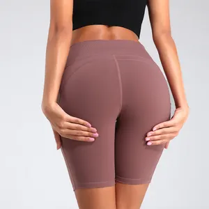Women Fitness Gym Clothing Supplier Tight High Waist Hip Lift Yoga Shorts Sexy Girls Yoga Sportswear Short Pants With Pockets
