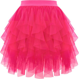 <span class=keywords><strong>Jupe</strong></span> <span class=keywords><strong>courte</strong></span> asymétrique vintage <span class=keywords><strong>en</strong></span> <span class=keywords><strong>tulle</strong></span> pour femme, à volants, couleur unie, 3 couches, taille élastique, douce et soyeuse, ornée de perles - Product Image 2