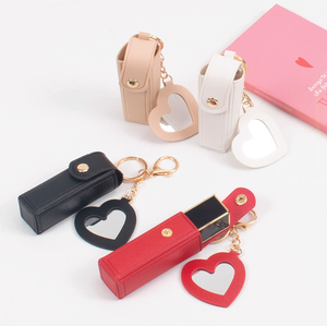 Portable Red Lipstick Cosmetic <b>Bag</b> <b>Mini</b> PU Leather Storage Wallet with Key Chain <b>Gift</b> for Lipstick Lovers - Product Image 1