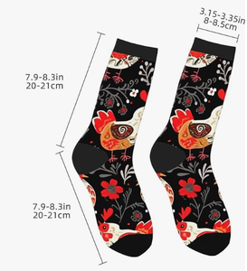 Calcetines bonitos <span class=keywords><strong>de</strong></span> gallo y pollos, calcetines <span class=keywords><strong>de</strong></span> compresión para mujeres y hombres, novedad, medias <span class=keywords><strong>de</strong></span> media pantorrilla con contraste <span class=keywords><strong>de</strong></span> Color - Product Image 3