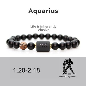 Bracelet en perles d'agate naturelle élastique, 12 constellations, pour femmes et hommes, réglable, en cristal, idéal pour un cadeau - Product Image 5