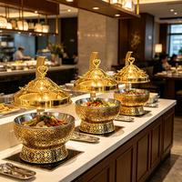 FLEY Réchaud de buffet de luxe en acier inoxydable doré de haute qualité, capacité 8L, pour restaurants et événements en plein air